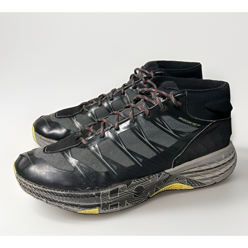 Hoka One One Speedgoat Mid WP Men's 12.5 Black Gray Shoes Hiking 1093760 BSLG